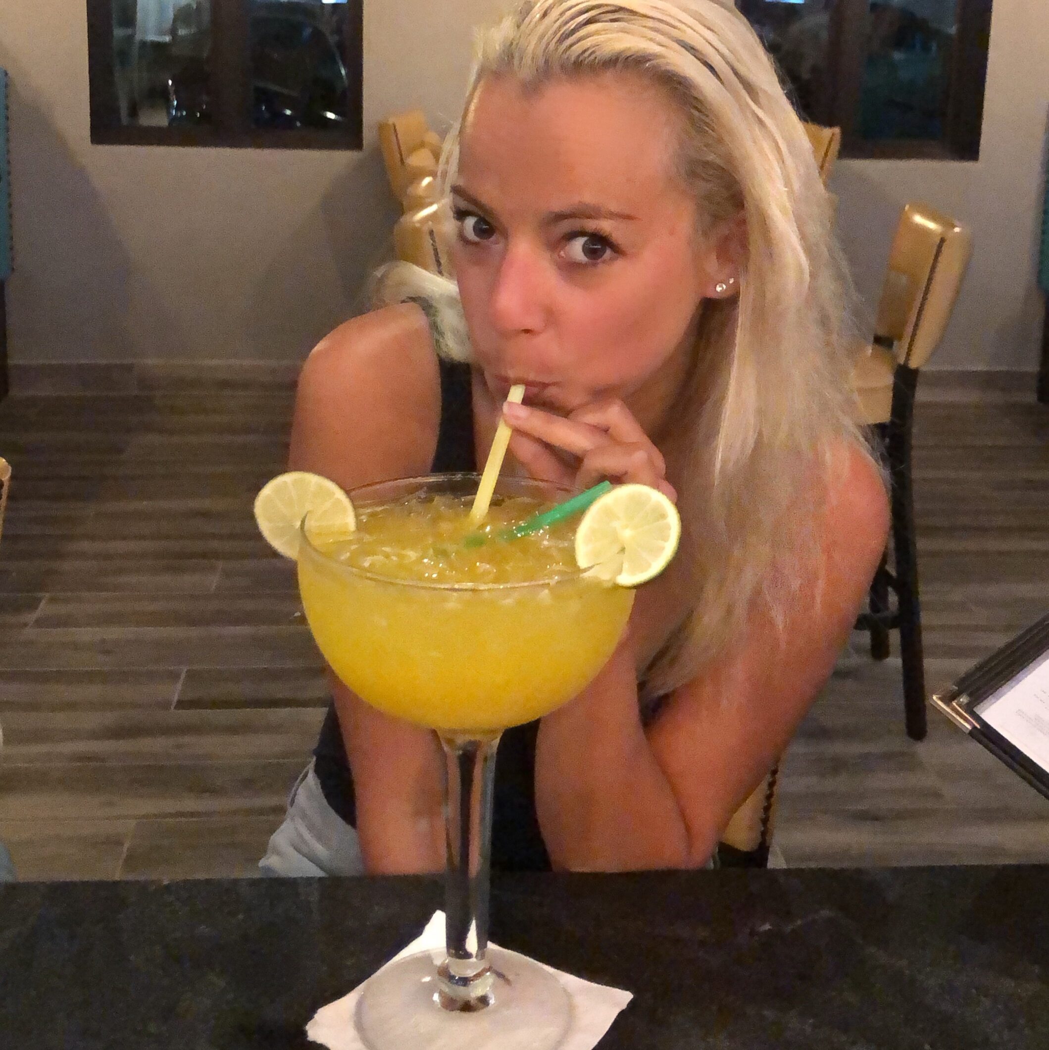 Party Pam Circa 2019 with a giant Margarita